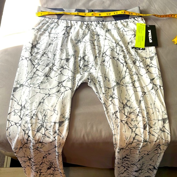 TSLA mens XL compression, white marble, never worn w tags XL, full length - Picture 5 of 8